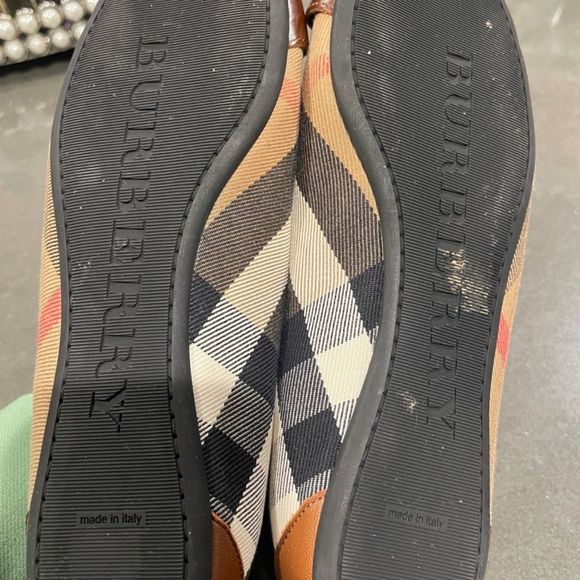 Burberry Beige/Tan Nova Check Canvas and Leather Buckle Ballet - Picture 2 of 3